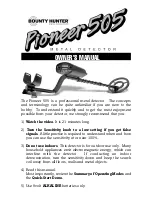 Preview for 1 page of Bounty Hunter PIONEER 505 Owner'S Manual