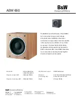 Предварительный просмотр 1 страницы Bowers & Wilkins ASW 650 Specification Sheet