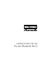 Предварительный просмотр 1 страницы Box-Design Pro-Ject Bluetooth Box S Instructions For Use