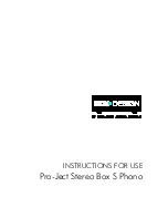 Предварительный просмотр 1 страницы Box-Design Pro-Ject Stereo Box S Phono Instructions For Use