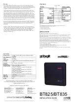 Preview for 1 page of BQT Solutions miPASS BT825 Installation Manual