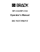 Предварительный просмотр 1 страницы Brady BP-1244 Operator'S Manual