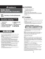 Предварительный просмотр 1 страницы Braeburn Builder 1005 Manual