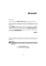 Preview for 29 page of Brandt 1912720 Operating And Installation Instructions