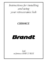 Предварительный просмотр 1 страницы Brandt CH800CE Installation And Use Instructions Manual