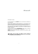 Предварительный просмотр 2 страницы Brandt GE2302B Instruction Manual