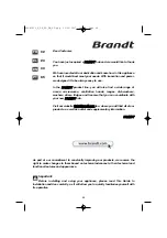 Preview for 44 page of Brandt TE670 Series Manual For Installation And Use