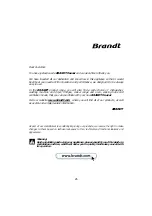 Предварительный просмотр 26 страницы Brandt UL2320 Operating And Installation Instruction