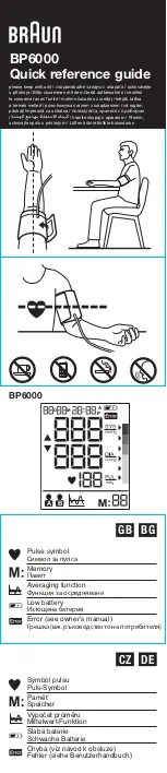 Предварительный просмотр 1 страницы Braun BP6000 Quick Reference Manual