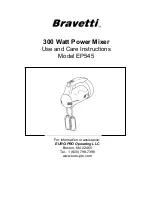 Preview for 1 page of Bravetti 300 WATT POWER MIXER EP545 Use And Care Instructions Manual