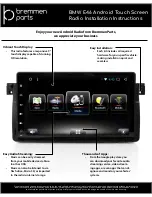 Bremmen Parts BMW E46 Android Touch Screen Radio Installation Instructions Manual preview