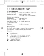 Предварительный просмотр 2 страницы brennenstuhl BH 1201 Directions For Use Manual