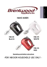 Preview for 1 page of Brentwood Appliances HM-44 Operating And Safety Instructions Manual