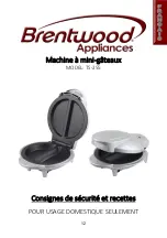 Предварительный просмотр 12 страницы Brentwood Appliances TS-255 Safety Instructions & Recipes