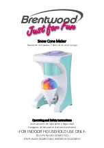 Brentwood Snow Cone Maker Operating And Safety Instructions Manual preview