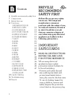 Preview for 2 page of Breville BOV900 User Manual