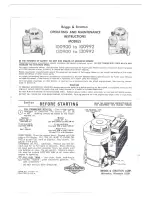 Preview for 1 page of Briggs & Stratton 100900 Operating And Maintenance Instructions Manual