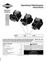 Preview for 1 page of Briggs & Stratton 285700 Series Operating And Maintenance Instruction Manual