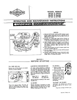 Preview for 1 page of Briggs & Stratton 60700 Series Operating And Maintenance Instructions Manual