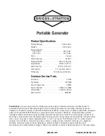 Preview for 28 page of Briggs & Stratton 8000 Watt Portable Generator Operator'S Manual