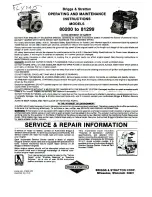 Preview for 2 page of Briggs & Stratton 80200 Series Operating And Maintenance Instructions Manual