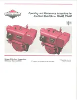 Preview for 1 page of Briggs & Stratton Sno/Gard 222400 Series Operating And Maintenance Instructions Manual