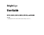 Preview for 1 page of BrightSign HD1010 User Manual