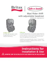 Britax Maxi AHR Instructions For Installation Manual preview