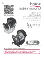 Britax Safe-N-Sound UNITY Instructions For Installation & Use preview