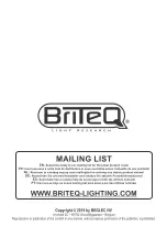 Предварительный просмотр 16 страницы Briteq BT-COLORAY MULTI Operation Manual