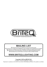 Preview for 10 page of Briteq LED UV-GUN 100W Operation Manual