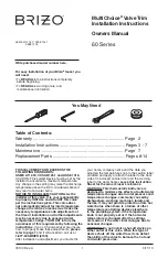 Preview for 1 page of Brizo T600 Series Installation Instructions & Owner'S Manual