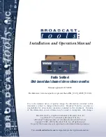 Preview for 1 page of Broadcast Tools Audio Sentinel Installation And Operation Manual