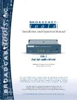 Broadcast Tools DSD-2 Installation And Operation Manual preview