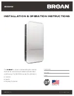 Preview for 1 page of Broan B33DHW Installation & Operation Instructions