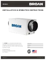 Preview for 1 page of Broan B70DHV Installation & Operation Instructions