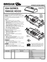 Broan Elite E6430SS Specification Sheet предпросмотр