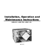 Preview for 1 page of Broan HRV1150 Installation, Operation And Maintenance Instructions