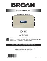 Broan HRV190S Series User Manual preview