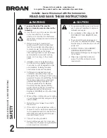 Preview for 2 page of Broan InVent AER110S Installation And Use & Care Instructions