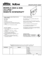 Broan NuTone Eclipse 2830 Specification Sheet предпросмотр