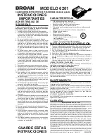 Preview for 2 page of Broan Portable Electric Heater 6201 Important Instructions