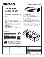 Broan QDE30 Specification Sheet предпросмотр