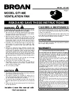 Broan QT140E Instructions Manual preview