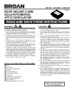 Broan ROOF-MOUNT CURB SOLAR POWERED ATTIC VENTILATOR 355CSOBK Instructions Manual preview