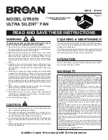 Broan ULTRA SILENT QTR070 User Manual preview