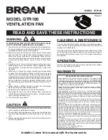 Broan VENTILLATION FAN QTR100 Instructions Manual preview