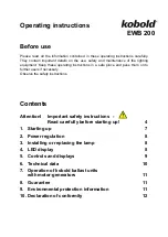 Preview for 2 page of Bron Kobold EWB 200 Operating Instructions Manual