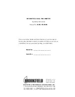 Brookfield HA Operating Instructions Manual предпросмотр