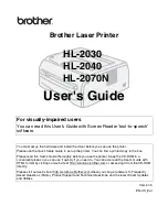 Предварительный просмотр 1 страницы Brother 2070N - B/W Laser Printer User Manual